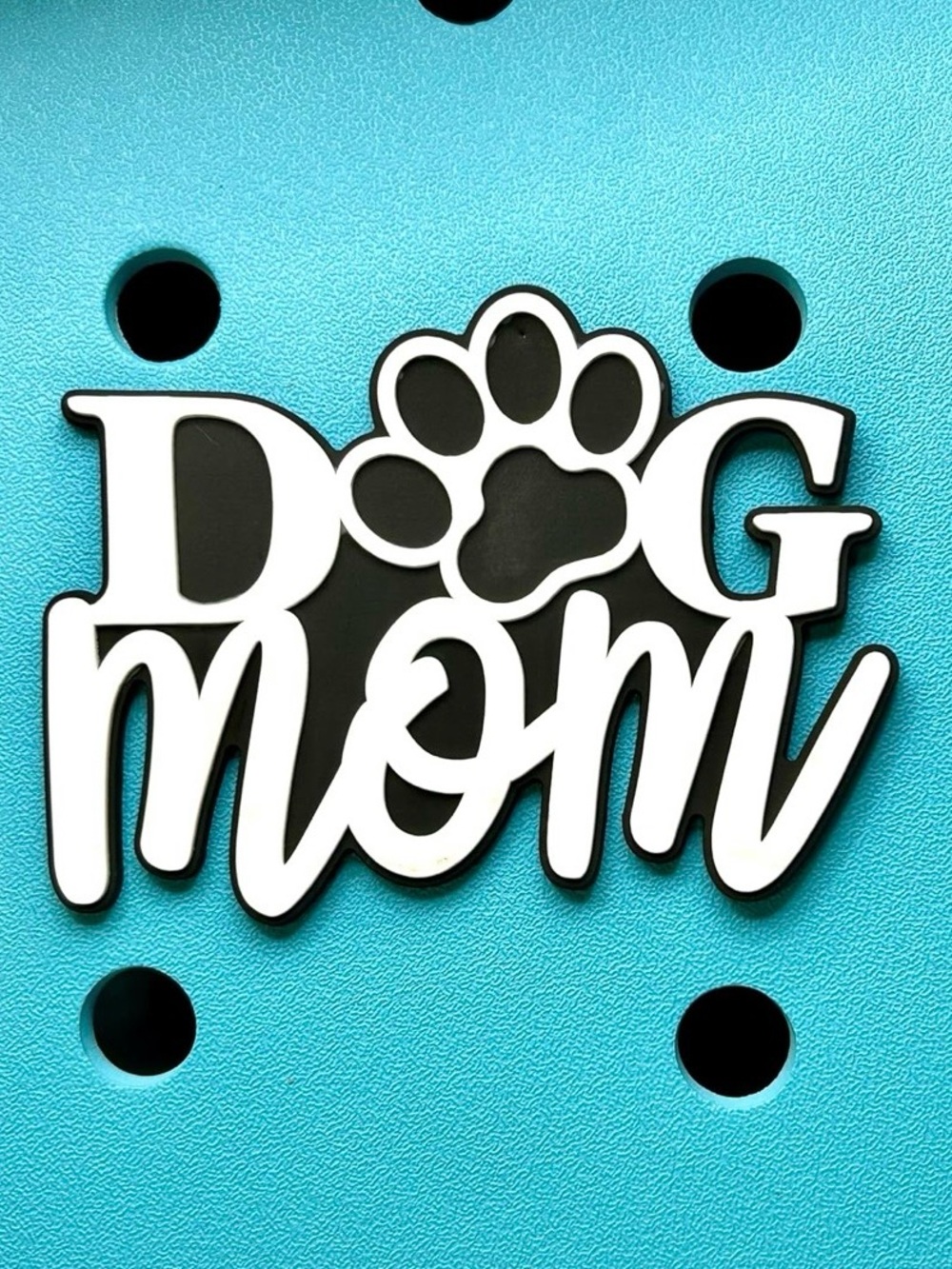 Dog Mom Rubber Charm for Bogg Bag Tote Beach Pool Boat Bag Accessory Black White - Picture 3 of 4